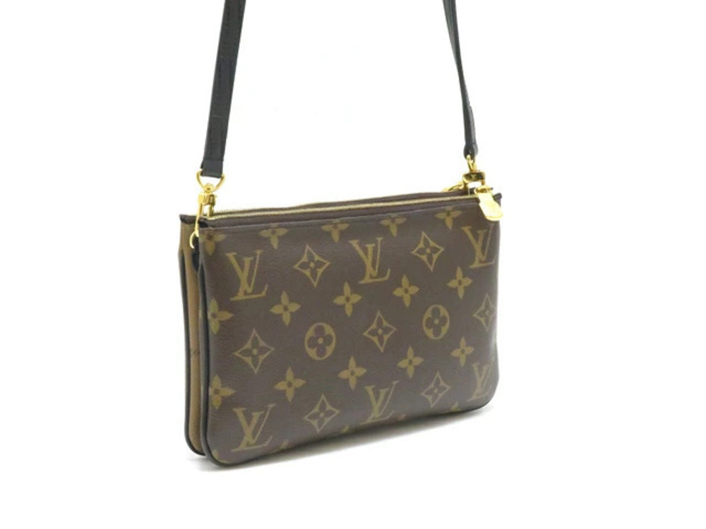 Louis Vuitton Double Pochette Zip Monogram Giant Reverse Brown